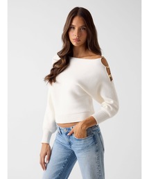 Guess | Long Sleeves Off Shoulder Beaded Jamia Sweater オフショルダートップス(ニット/セーター)