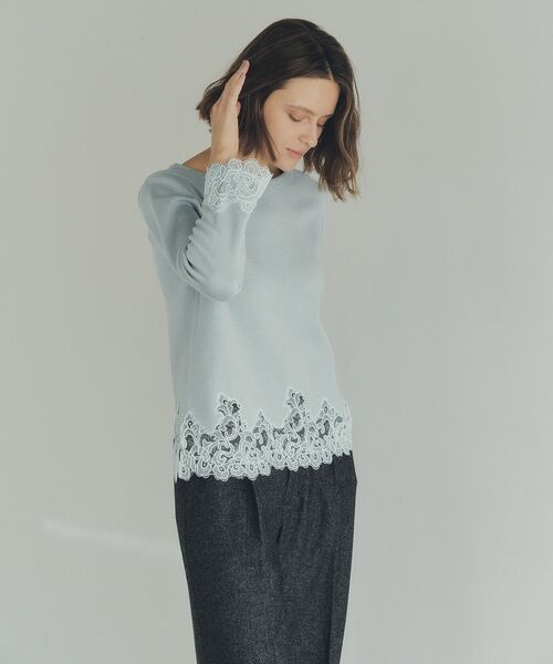 YECCA VECCA（イェッカヴェッカ）の「レースヘムニット（ニット/セーター・レディース・オフホワイト/ブラック/ミント・FREE）」の13枚目の写真