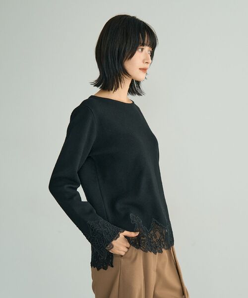 イェッカ ヴェッカ（YECCA VECCA）/レースヘムニット セール】レースヘムニット（ニット/セーター）｜YECCA VECCA