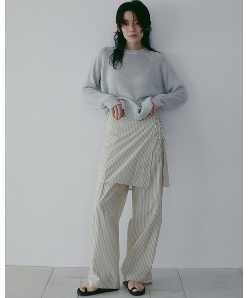 anuke(アンヌーク)の「Stripe Layered Pants(その他パンツ・レディース・オレンジ/アイボリー・36inch/38inch)」の4枚目の写真