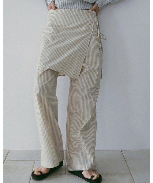 anuke(アンヌーク)の「Stripe Layered Pants(その他パンツ・レディース・オレンジ/アイボリー・36inch/38inch)」の5枚目の写真