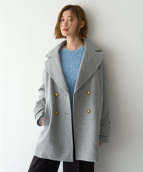 YECCA VECCA（イェッカヴェッカ）の「ウール混ミドル丈Pコート（その他アウター・レディース・ライトベージュ/モカ/グレー/ダークネイビー・FREE）」の8枚目の写真