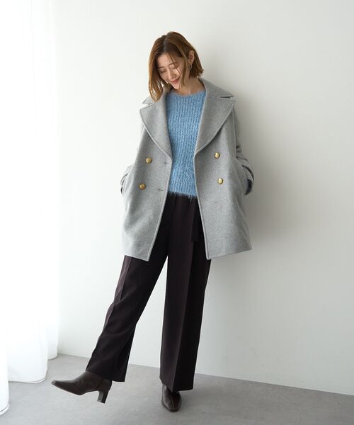 YECCA VECCA（イェッカヴェッカ）の「ウール混ミドル丈Pコート（その他アウター・レディース・ライトベージュ/モカ/グレー/ダークネイビー・FREE）」の11枚目の写真