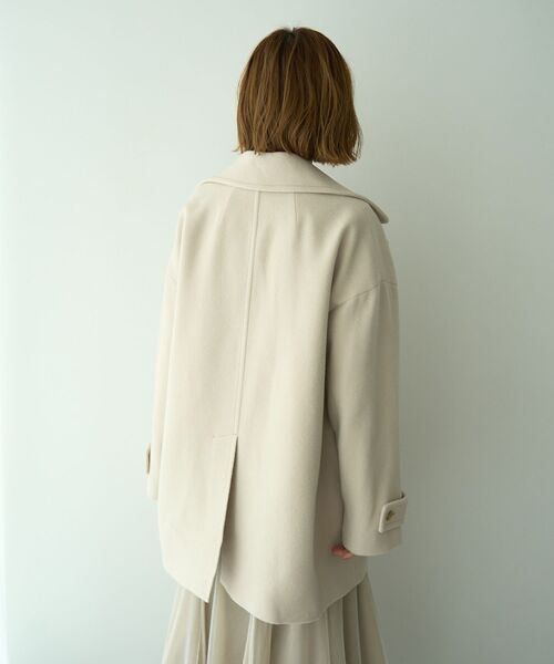 新品タグ付き　ウール混ミドル丈Pコート　モカ　フリーサイズ 新品タグ付き ウール混ミドル丈Pコート モカ フリーサイズ