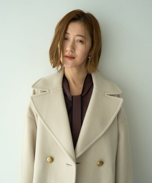 YECCA VECCA（イェッカヴェッカ）の「ウール混ミドル丈Pコート（その他アウター・レディース・ライトベージュ/モカ/グレー/ダークネイビー・FREE）」の16枚目の写真