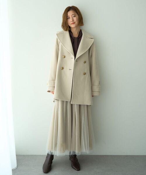 YECCA VECCA（イェッカヴェッカ）の「ウール混ミドル丈Pコート（その他アウター・レディース・ライトベージュ/モカ/グレー/ダークネイビー・FREE）」の21枚目の写真