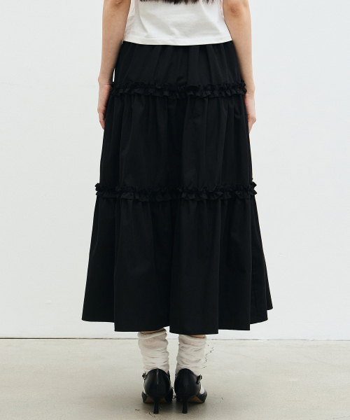 NICK&NICOLE(ニックアンドニコール)の「FRILL TIERED LONG SKIRT_BLACK(スカート・レディース・その他・FREE)」の4枚目の写真