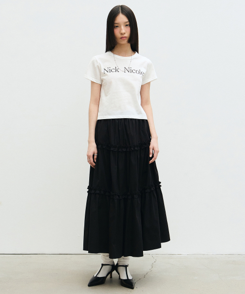 NICK&NICOLE(ニックアンドニコール)の「FRILL TIERED LONG SKIRT_BLACK(スカート・レディース・その他・FREE)」の5枚目の写真