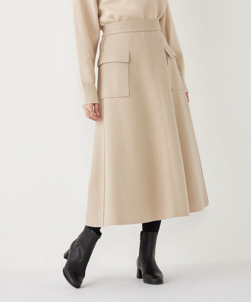 SHIPS Colors:〈手洗い可能〉ジャージーメルトン ポケット フレア