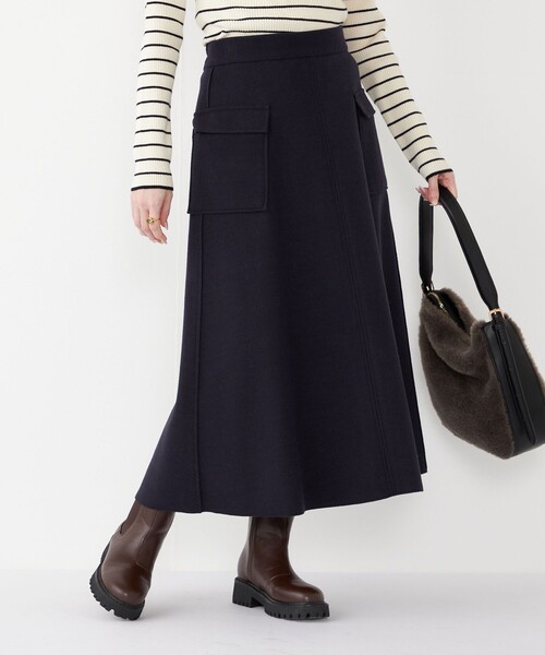 SHIPS Colors:〈手洗い可能〉ジャージーメルトン ポケット フレア