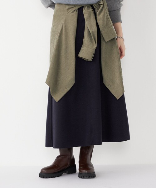 SHIPS Colors:〈手洗い可能〉ジャージーメルトン ポケット フレア