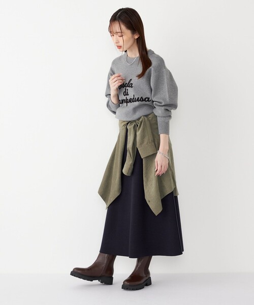 SHIPS Colors:〈手洗い可能〉ジャージーメルトン ポケット フレア