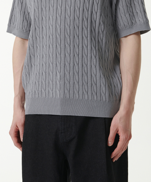 MUSINSA STANDARD（ムシンサスタンダード）の「ケーブルニットポロシャツ[グレー]（ニット/セーター・メンズ・その他・XX-LARGE/LARGE/MEDIUM/SMALL/X-LARGE）」の6枚目の写真