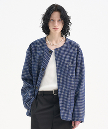 TRIP LE SENS（トリップ ル センス）の「Crush Tweed Round Jacket_NavyWhite（テーラードジャケット）」