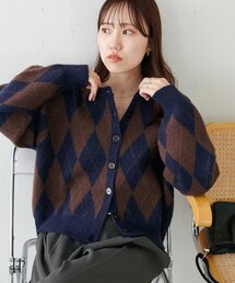 【WEB限定】アーガイル柄クルーカーディガン