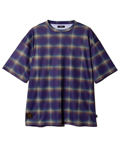 glamb（グラム）の「Tech Mesh Check T-Shirt / テックメッシュチェックTシャツ（Tシャツ/カットソー・メンズ・パープル/レッド・S/M/L）」の3枚目の写真
