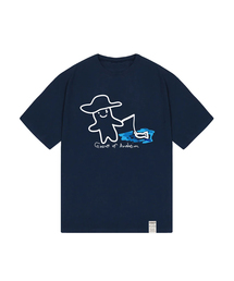 [UNISEX]ヒューマンドローイングフィッシュスマイルバンファルティ_ネイビー
