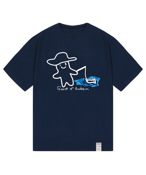 GRAVER（グレーバー）の「[UNISEX]ヒューマンドローイングフィッシュスマイルバンファルティ_ネイビー（Tシャツ/カットソー・レディース・ネイビー・SMALL/LARGE/X-LARGE/MEDIUM）」の2枚目の写真