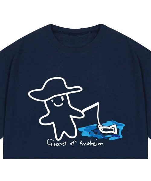 GRAVER（グレーバー）の「[UNISEX]ヒューマンドローイングフィッシュスマイルバンファルティ_ネイビー（Tシャツ/カットソー・レディース・ネイビー・SMALL/LARGE/X-LARGE/MEDIUM）」の3枚目の写真