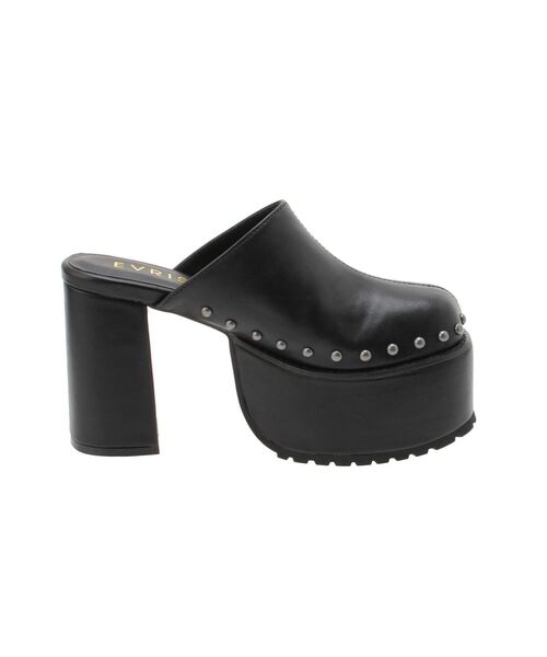 EVRIS（エヴリス）の「スタッズチャンキーヒールサボ（サンダル・レディース・ホワイト/ブラック・SMALL/MEDIUM/LARGE）」の14枚目の写真