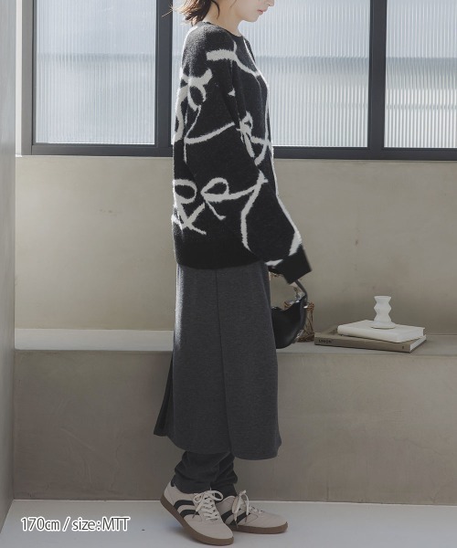 slattgir(スラットジール)の「高身長 スカート付パンツ(トールサイズ)Essenave(その他パンツ・レディース・杢グレー/ブラック・TM/TL/TLL/T3L)」の9枚目の写真