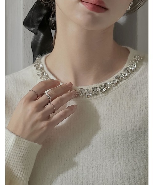 MEISM（ミズム）の「[2025-26 WINTER COLLECTION][MEISM by Re:EDIT]ビジュークルーネックパフスリーブニットプルオーバー（ニット/セーター・レディース・ブラック/オフホワイト/グレー・MEDIUM/LARGE）」の15枚目の写真