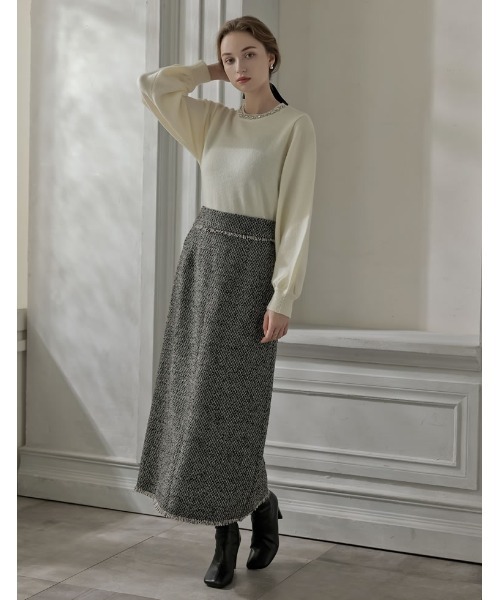 MEISM（ミズム）の「[2025-26 WINTER COLLECTION][MEISM by Re:EDIT]ビジュークルーネックパフスリーブニットプルオーバー（ニット/セーター・レディース・ブラック/オフホワイト/グレー・MEDIUM/LARGE）」の11枚目の写真