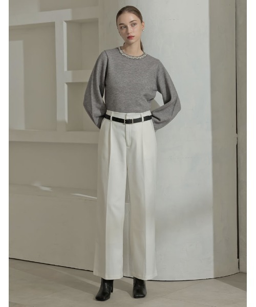 MEISM（ミズム）の「[2025-26 WINTER COLLECTION][MEISM by Re:EDIT]ビジュークルーネックパフスリーブニットプルオーバー（ニット/セーター・レディース・ブラック/オフホワイト/グレー・MEDIUM/LARGE）」の17枚目の写真
