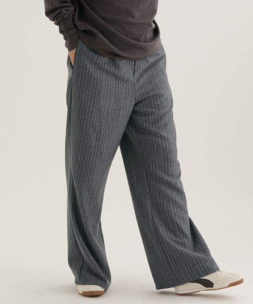 studio CLIP（スタディオクリップ）の「【daily CLIP】ストライプワイドパンツ（スラックス・レディース・チャコール/グレー・FREE）」の14枚目の写真