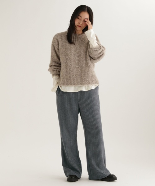 studio CLIP（スタディオクリップ）の「【daily CLIP】ストライプワイドパンツ（スラックス・レディース・チャコール/グレー・FREE）」の18枚目の写真