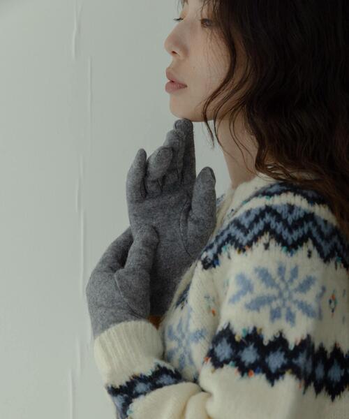URBAN RESEARCH Sonny Label(アーバンリサーチサニーレーベル)の「ウールミックスニットグローブ(手袋・レディース・ベージュ/グレー/ブラック・ONE)」の4枚目の写真