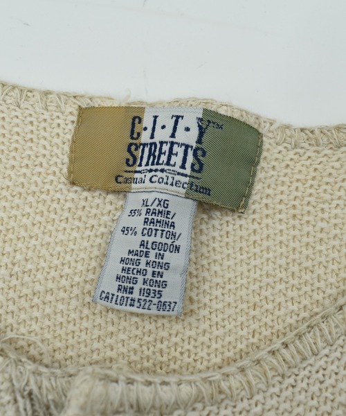 VINTAGE(ヴィンテージ)の「【USED】90’s CITY STREETS ヘンリー ニット(ニット/セーター・メンズ・アイボリー・X-LARGE)」の3枚目の写真