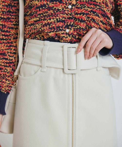 PICCIN（ピッチン）の「ベルト付きフロントジップスカート（スカート・レディース・サックスブルー/ブラック/オフホワイト・M）」の12枚目の写真