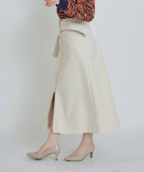 PICCIN（ピッチン）の「ベルト付きフロントジップスカート（スカート・レディース・サックスブルー/ブラック/オフホワイト・M）」の15枚目の写真