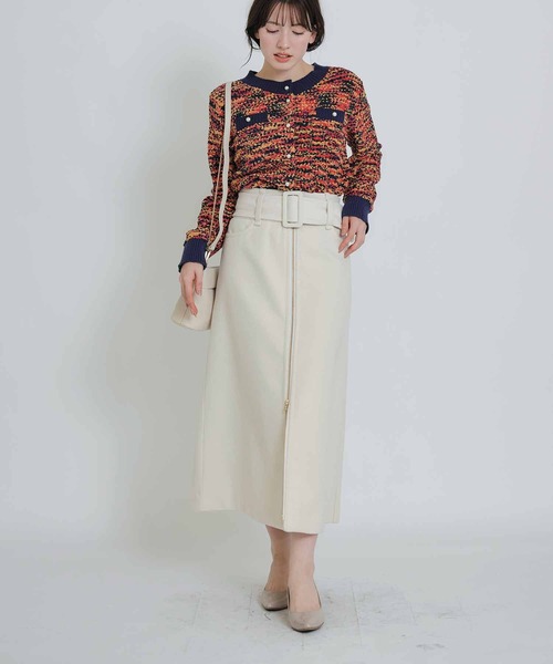 PICCIN（ピッチン）の「ベルト付きフロントジップスカート（スカート・レディース・サックスブルー/ブラック/オフホワイト・M）」の16枚目の写真