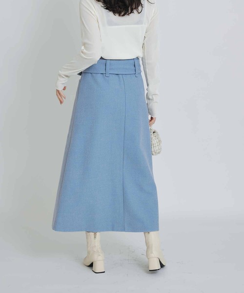 PICCIN（ピッチン）の「ベルト付きフロントジップスカート（スカート・レディース・サックスブルー/ブラック/オフホワイト・M）」の20枚目の写真