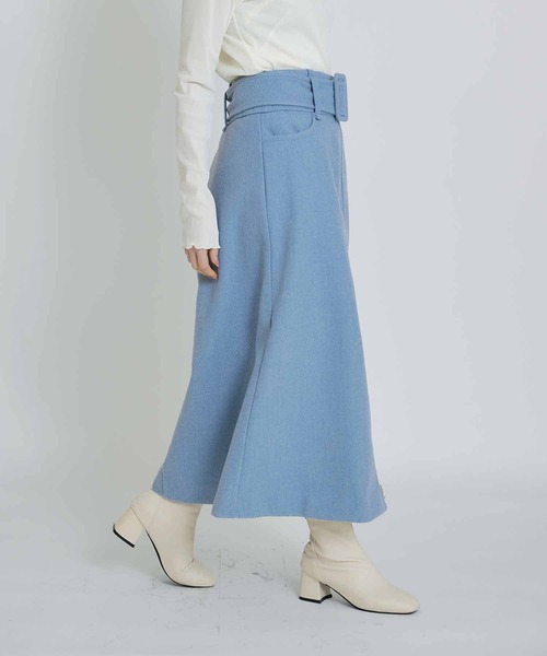 PICCIN（ピッチン）の「ベルト付きフロントジップスカート（スカート・レディース・サックスブルー/ブラック/オフホワイト・M）」の21枚目の写真