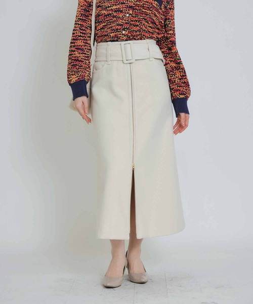 PICCIN（ピッチン）の「ベルト付きフロントジップスカート（スカート・レディース・サックスブルー/ブラック/オフホワイト・M）」の13枚目の写真