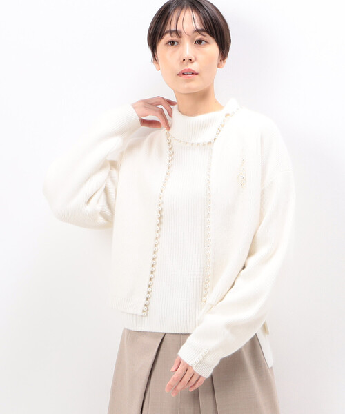 Gabardine K.T（ギャバジンケーティー）の「〔 +サイズ 〕 アンゴラ混ミックスヤーン ショートカーディガン（カーディガン/ボレロ・レディース・ホワイト・13号/17号）」の3枚目の写真