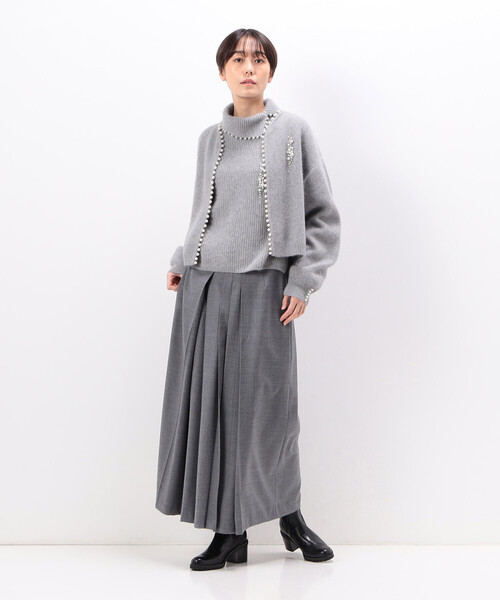 Gabardine K.T（ギャバジンケーティー）の「〔 +サイズ 〕 アンゴラ混ミックスヤーン ショートカーディガン（カーディガン/ボレロ・レディース・ホワイト・13号/17号）」の4枚目の写真