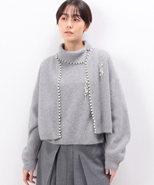 Gabardine K.T（ギャバジンケーティー）の「〔 +サイズ 〕 アンゴラ混ミックスヤーン ショートカーディガン（カーディガン/ボレロ・レディース・ホワイト・13号/17号）」の5枚目の写真
