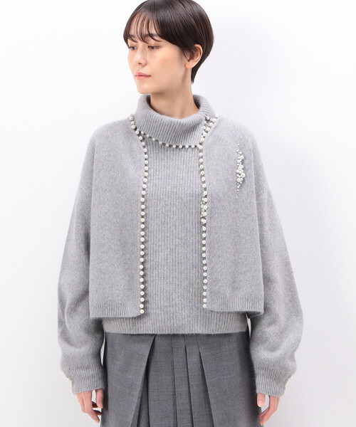 Gabardine K.T（ギャバジンケーティー）の「〔 +サイズ 〕 アンゴラ混ミックスヤーン ショートカーディガン（カーディガン/ボレロ・レディース・ホワイト・13号/17号）」の6枚目の写真