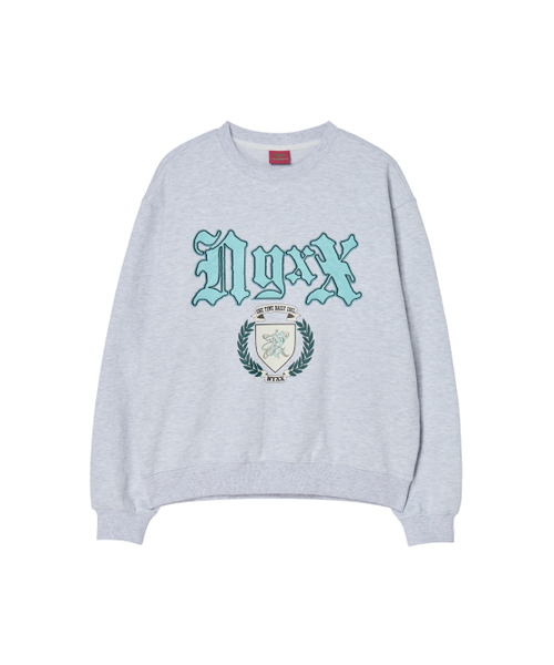 NYXX（エヌワイエックスエックス）の「EMBLEM PATCHWORK SWEATSHIRT HEATHER GRAY（スウェット・レディース・その他・FREE）」の2枚目の写真