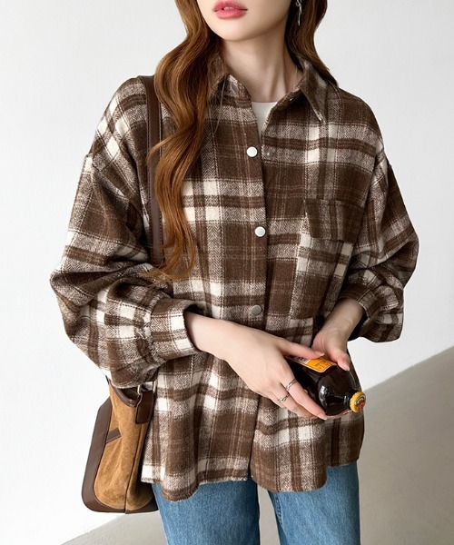 セール】チェックシャツ オーバーサイズ 起毛感シャツ チェック柄