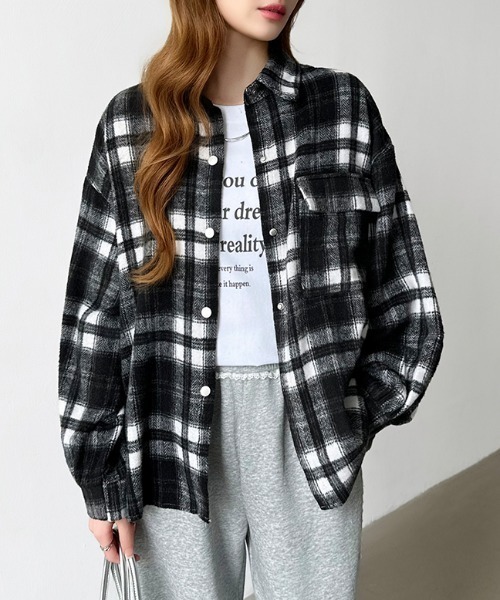 セール】チェックシャツ オーバーサイズ 起毛感シャツ チェック柄