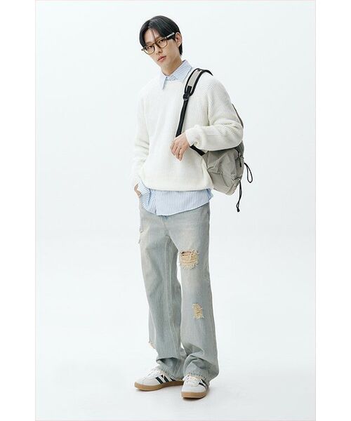 DRAW FIT（ドローフィット）の「オーバーサイズエッセンシャルストライプシャツ[ブルー]（シャツ/ブラウス・メンズ・その他・LARGE/MEDIUM/X-LARGE）」の6枚目の写真