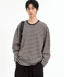 TNGT（ティーエヌジーティー）の「Multi Stripe Long Sleeve T-Shirts (Khaki) TNTS5F101K2（Tシャツ/カットソー）」