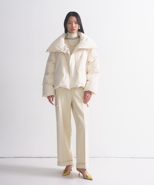 GALLEST（ギャレスト）の「3WAYスタンドカラーショートダウン【凹凸素材】（ダウンジャケット/コート・レディース・オフホワイト/ブラック・34/38）」の11枚目の写真