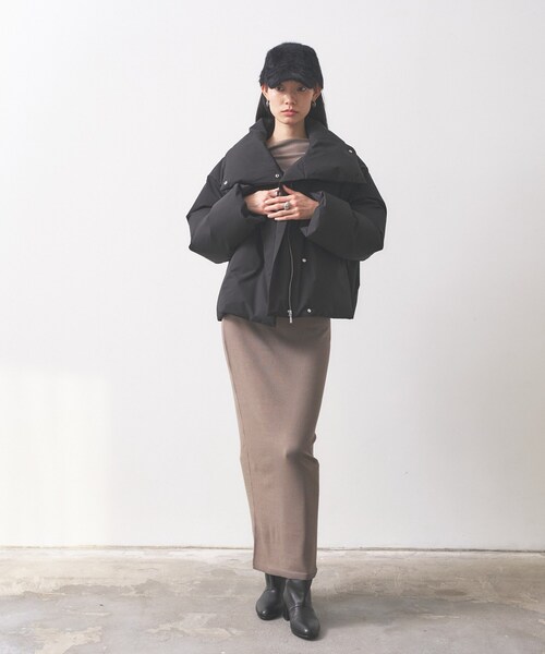 GALLEST（ギャレスト）の「3WAYスタンドカラーショートダウン【凹凸素材】（ダウンジャケット/コート・レディース・オフホワイト/ブラック・34/38）」の17枚目の写真