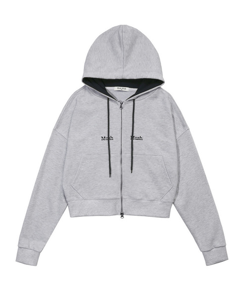 muahmuah（ムーアムーア）の「ステッチコンビフードジップアップ [4カラー]（パーカー・レディース・オートミール/ブラック/ライトグレー/ネイビー・FREE）」の2枚目の写真
